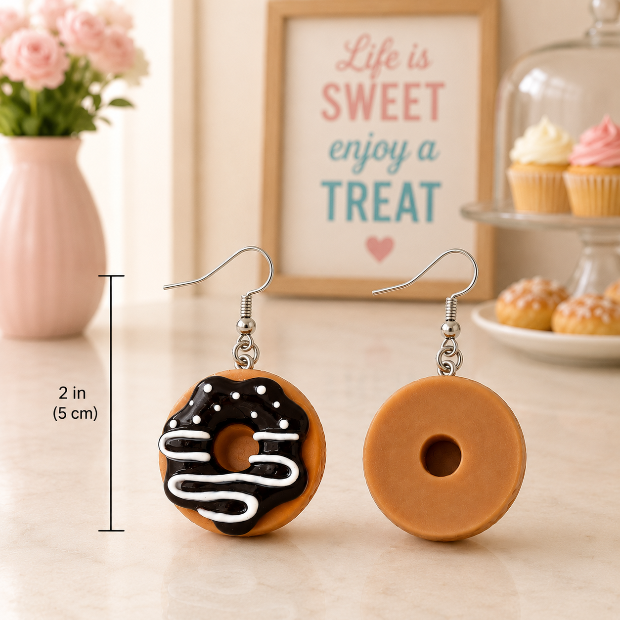 Donut Earrings – Cute Dessert Dangle Earrings for Food Lovers