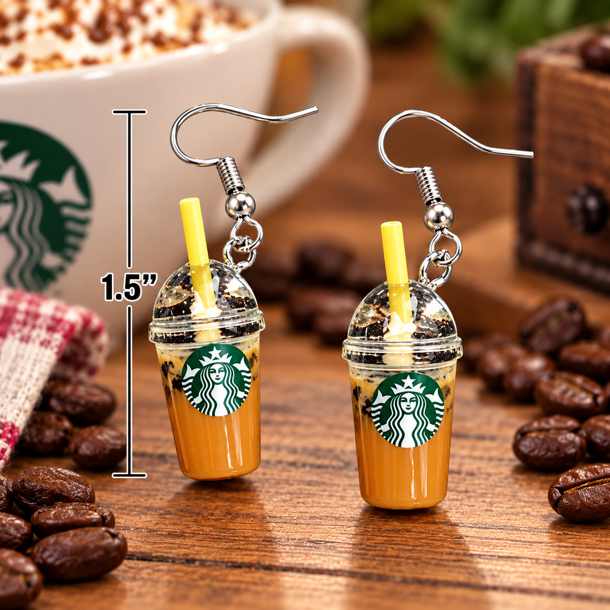 Mini Iced Coffee Earrings – Coffee Dangle Earrings
