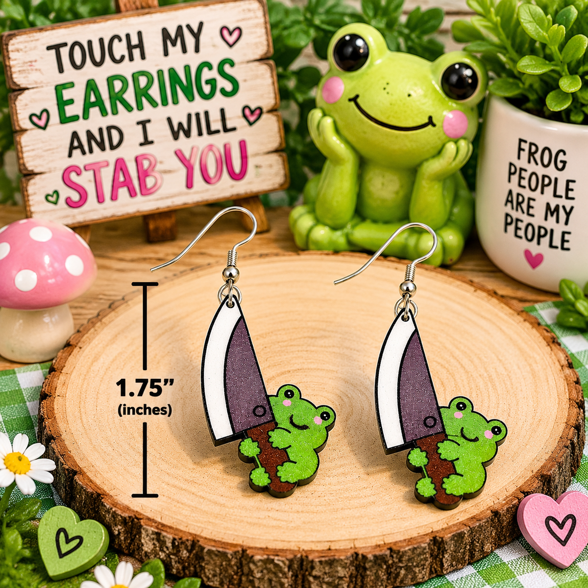 Funny Frog Knife Earrings