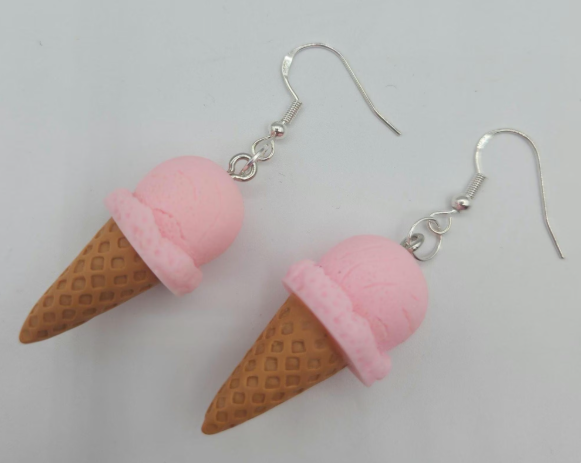 Ice Cream Cone Earrings – Cute Food Jewelry, Summer Statement Earrings, Kawaii Dessert Accessories