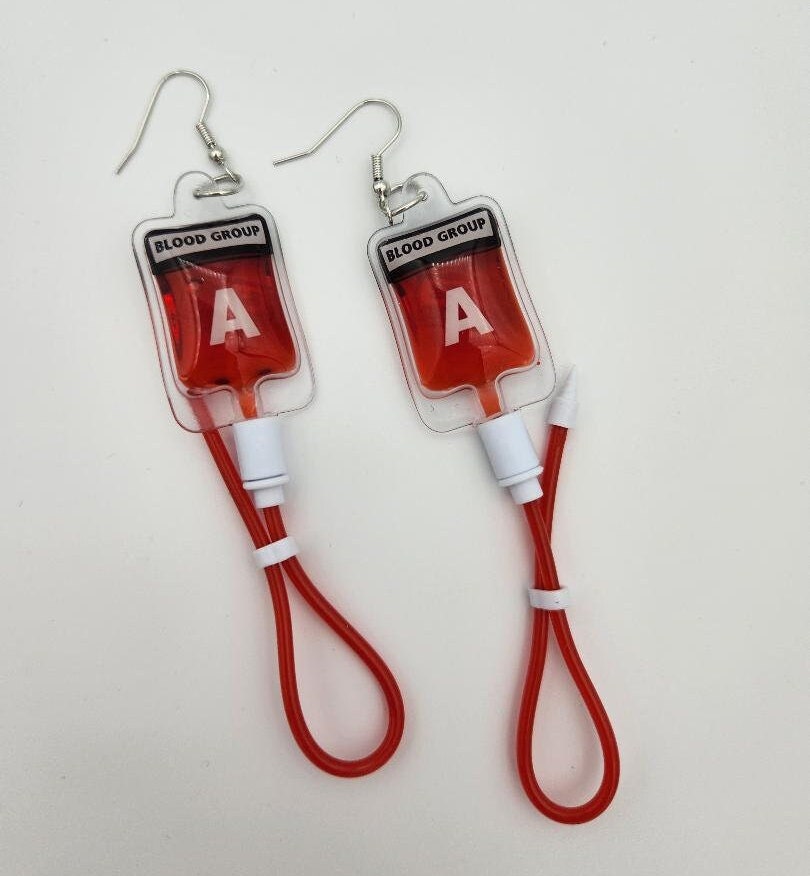 Blood Bag Earrings fake blood