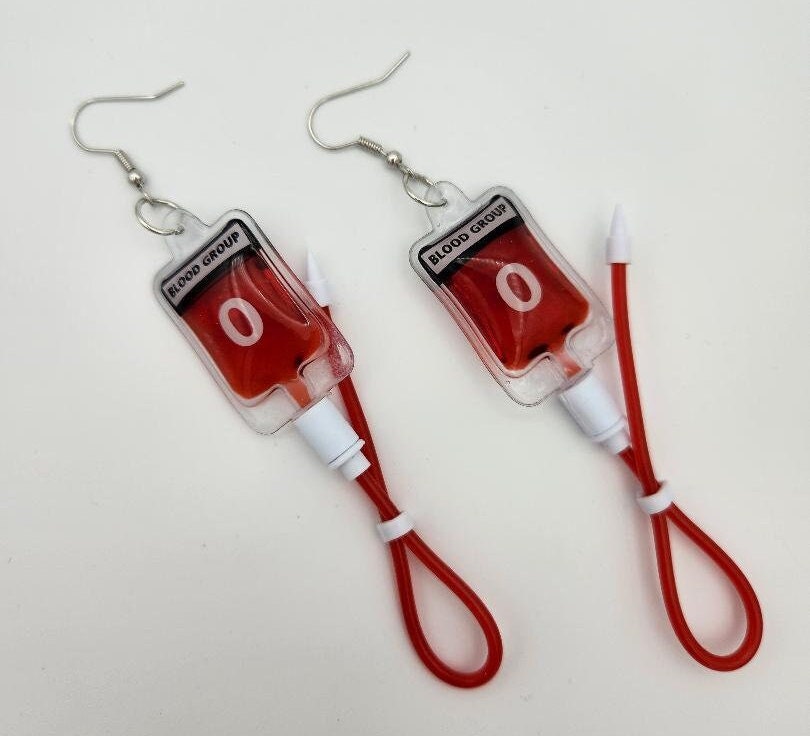 Blood Bag Earrings fake blood