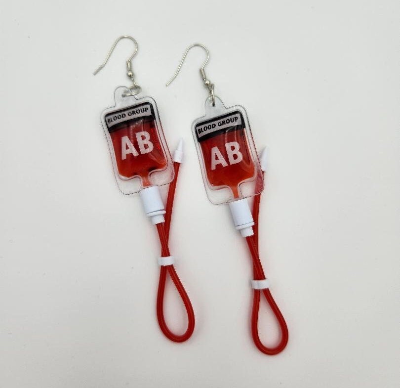 Blood Bag Earrings fake blood