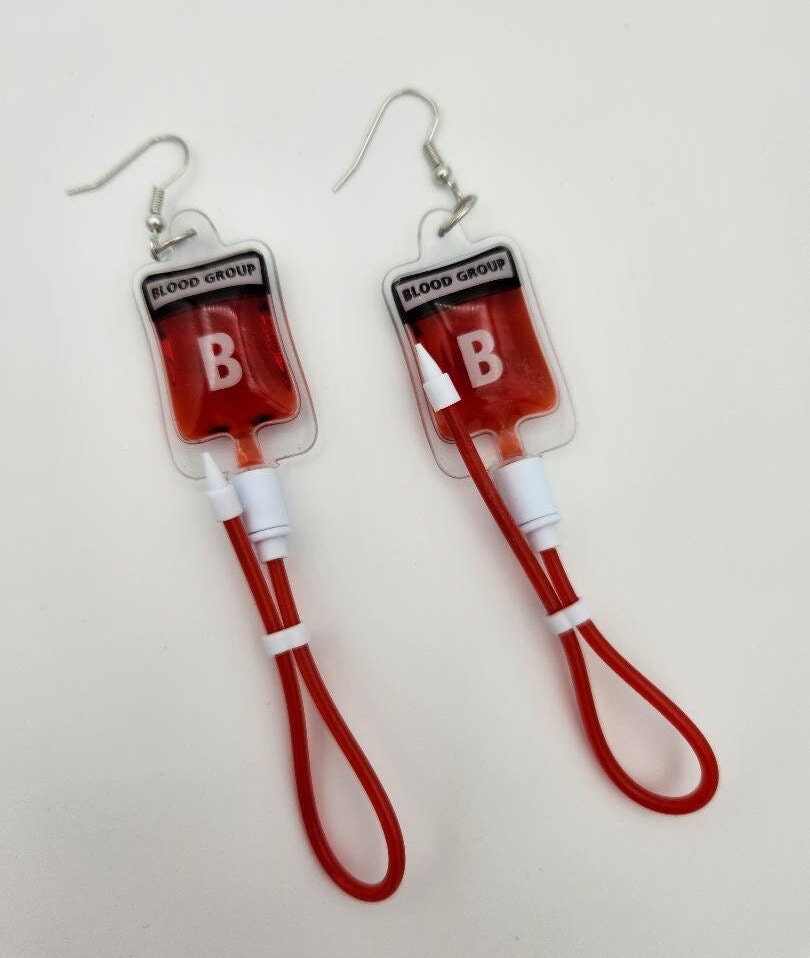 Blood Bag Earrings fake blood
