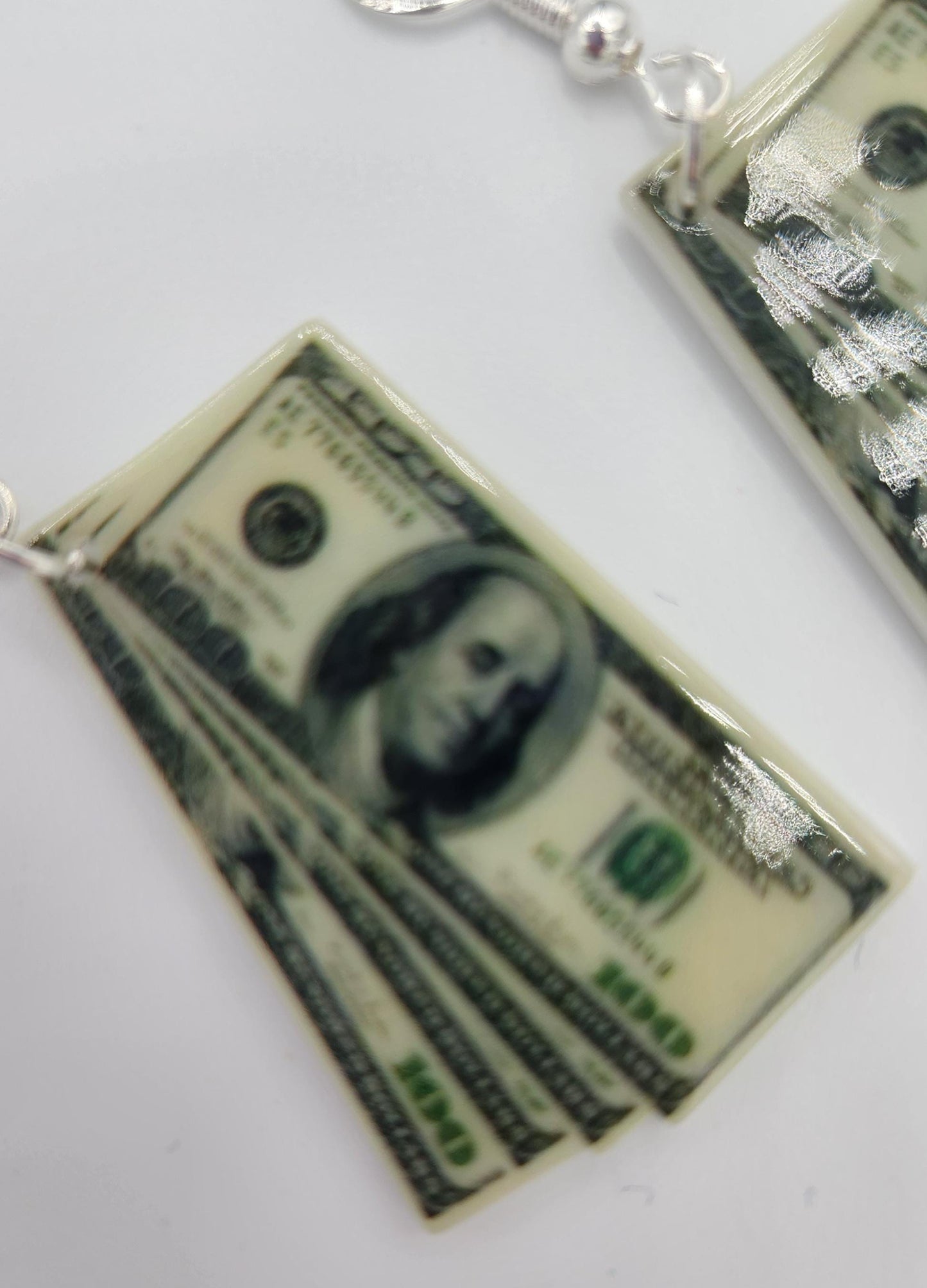 Hundred dollar bill earrings