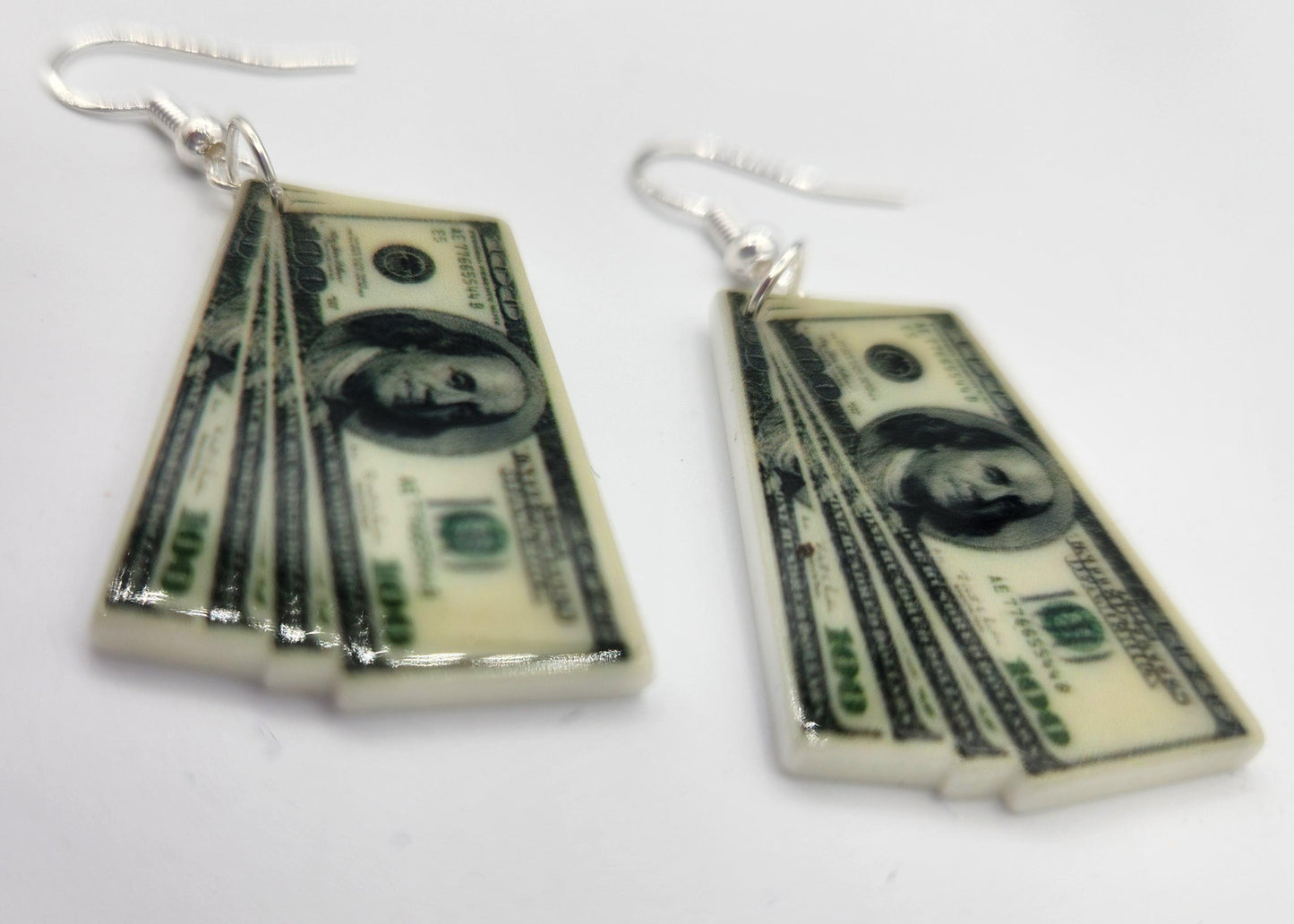 Hundred dollar bill earrings