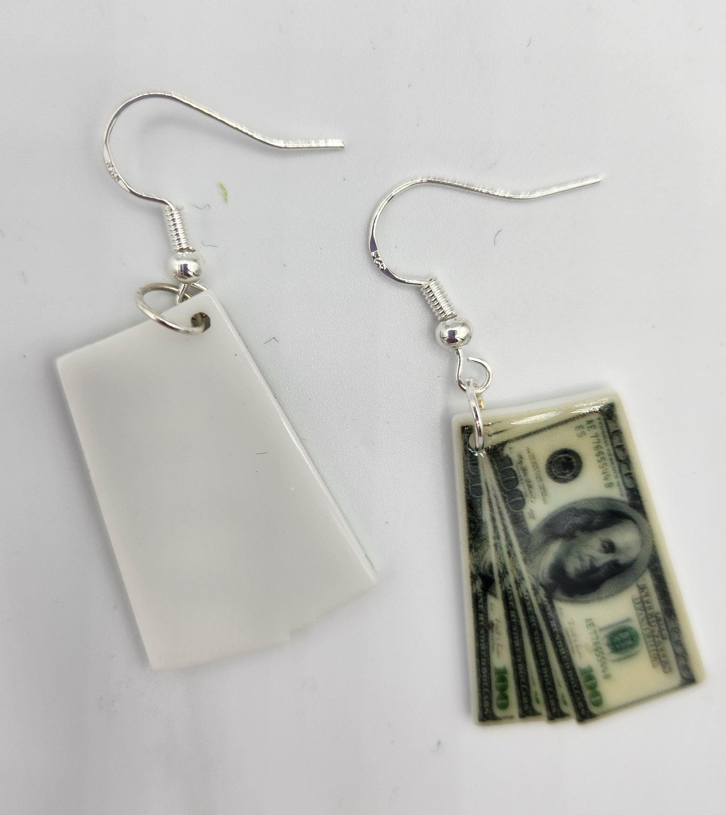 Hundred dollar bill earrings