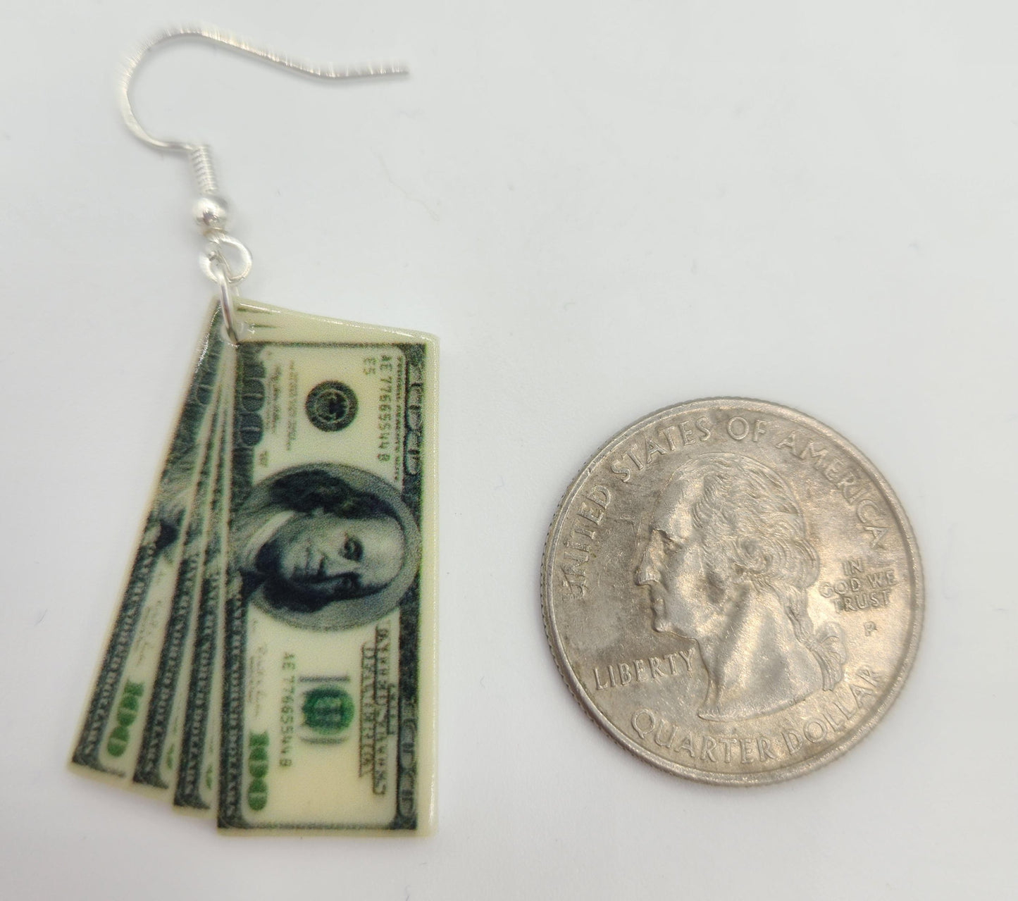 Hundred dollar bill earrings