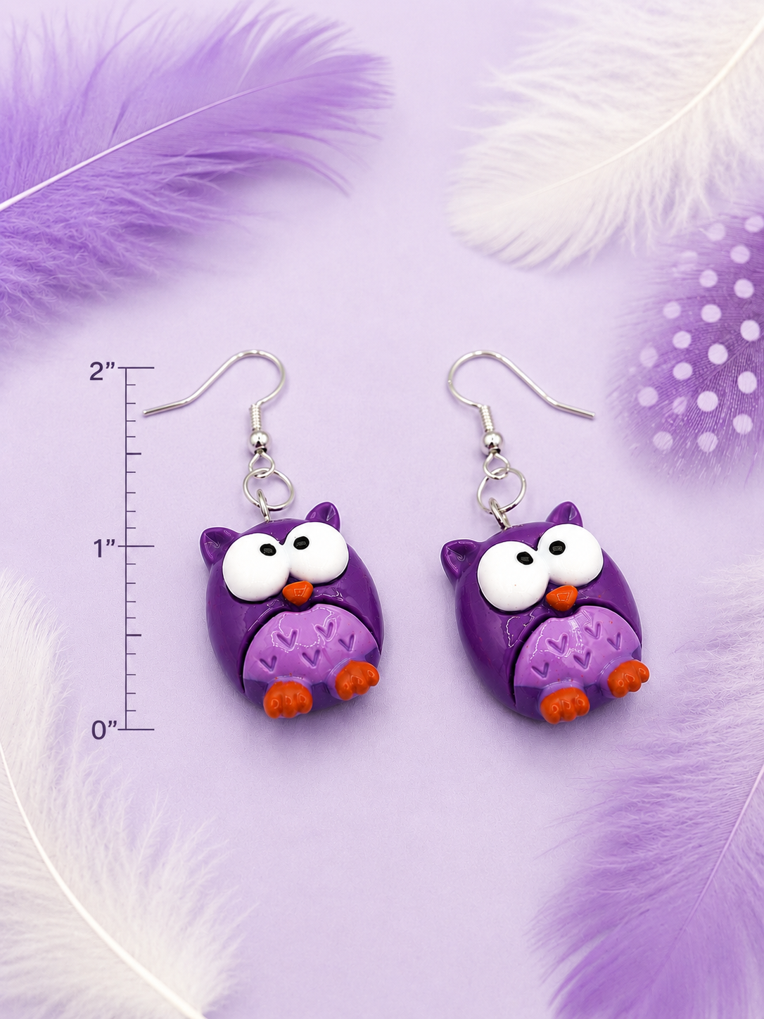 Purple Owl Earrings