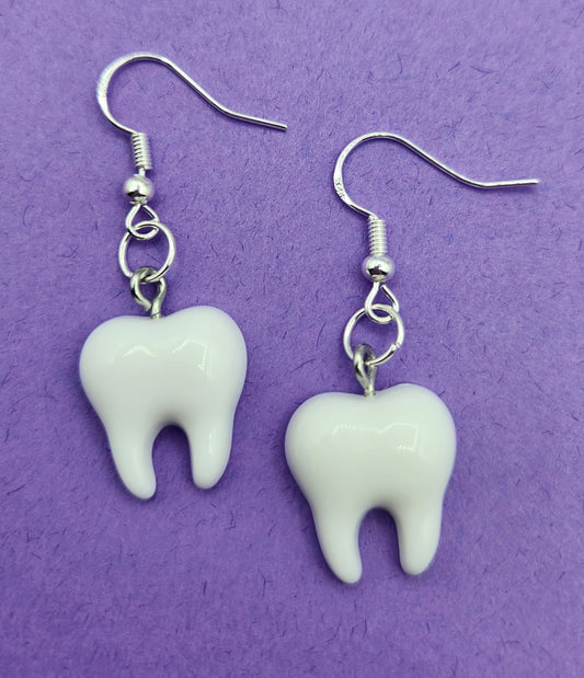 Tooth Earrings – Funny Dental Jewelry for Dentists & Students | Quirky Statement Earrings | Unique Gift for Dental Hygienists & Halloween