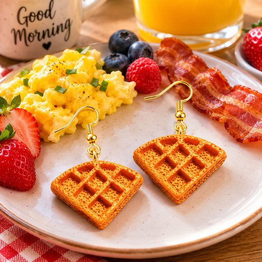Waffle Earrings – Breakfast Jewelry,