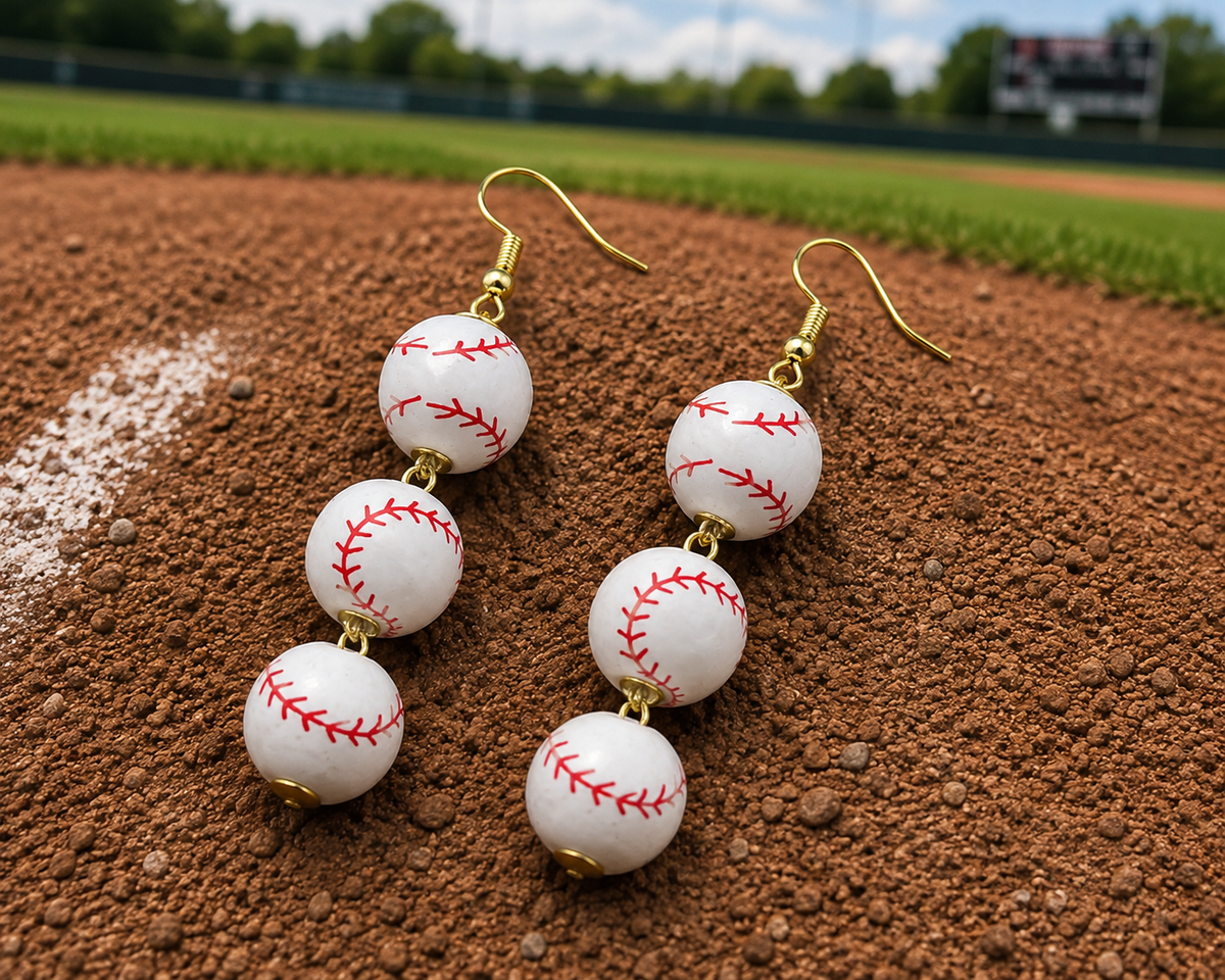 Baseball Dangle Earrings