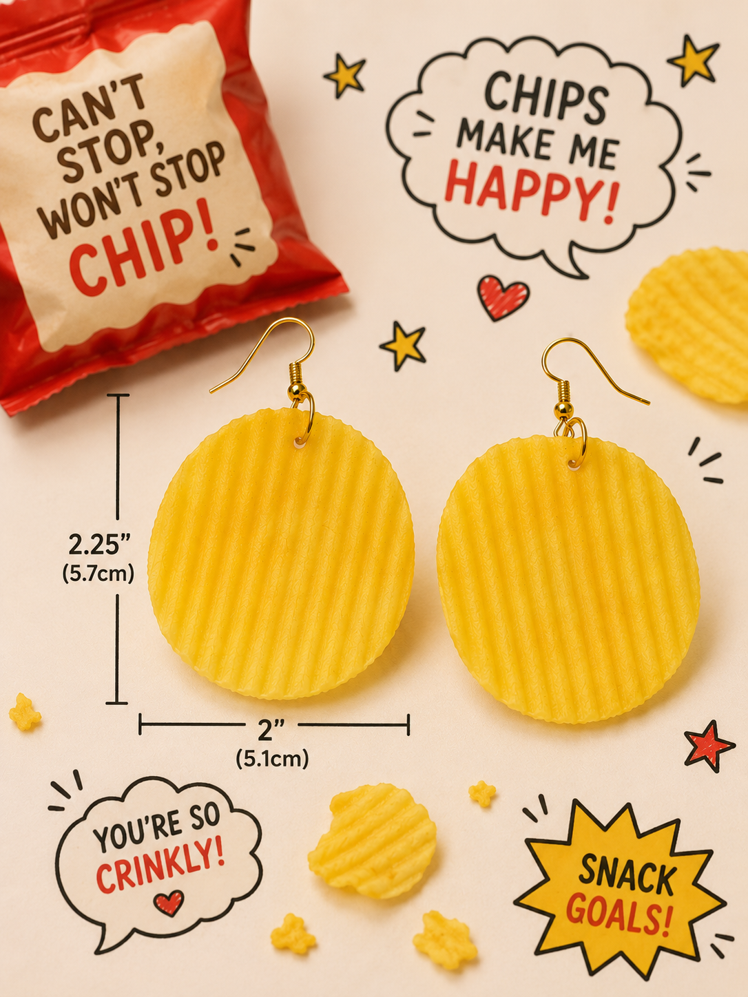 Potato Chip Earrings – Funny Snack Lover
