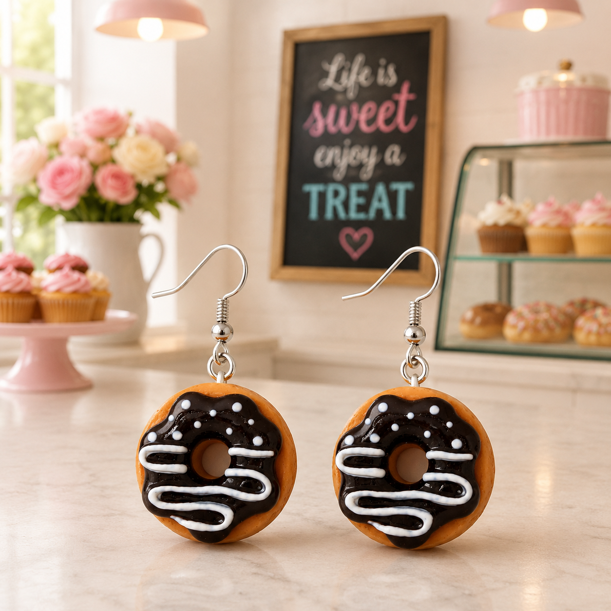 Donut Earrings – Cute Dessert Dangle Earrings for Food Lovers