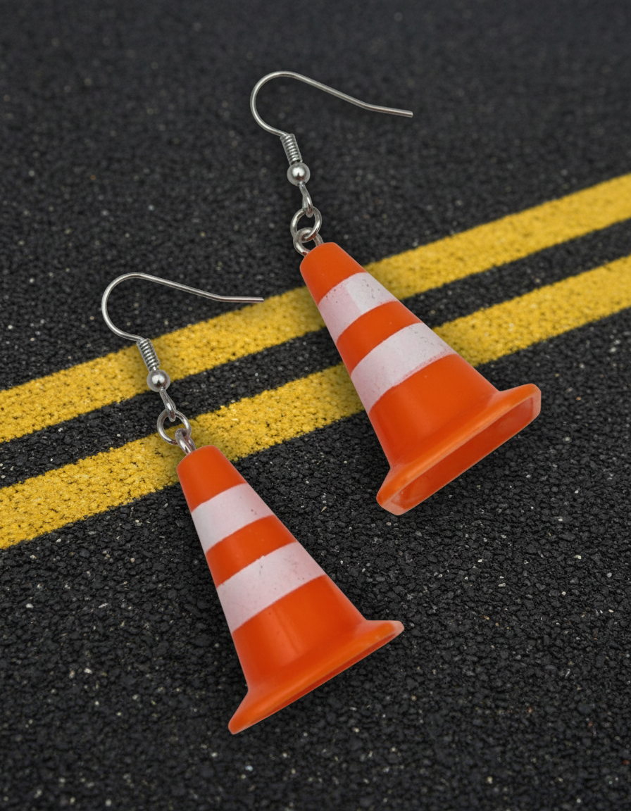 Traffic Cone Earrings – Funny Novelty Jewelry