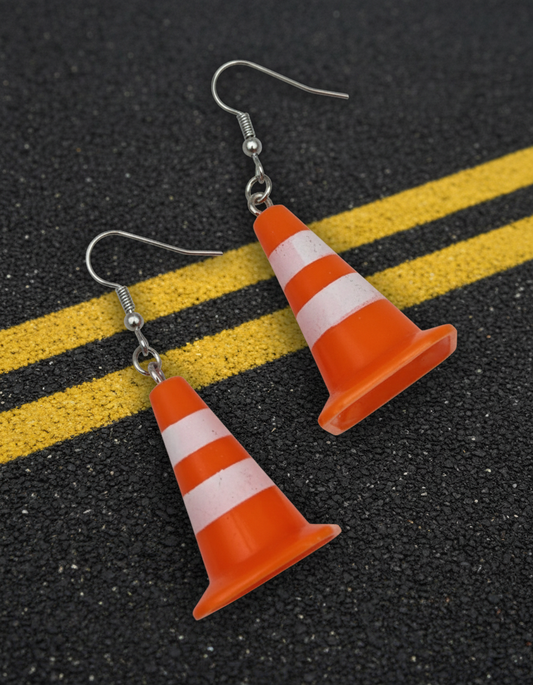 Traffic Cone Earrings – Funny Novelty Jewelry