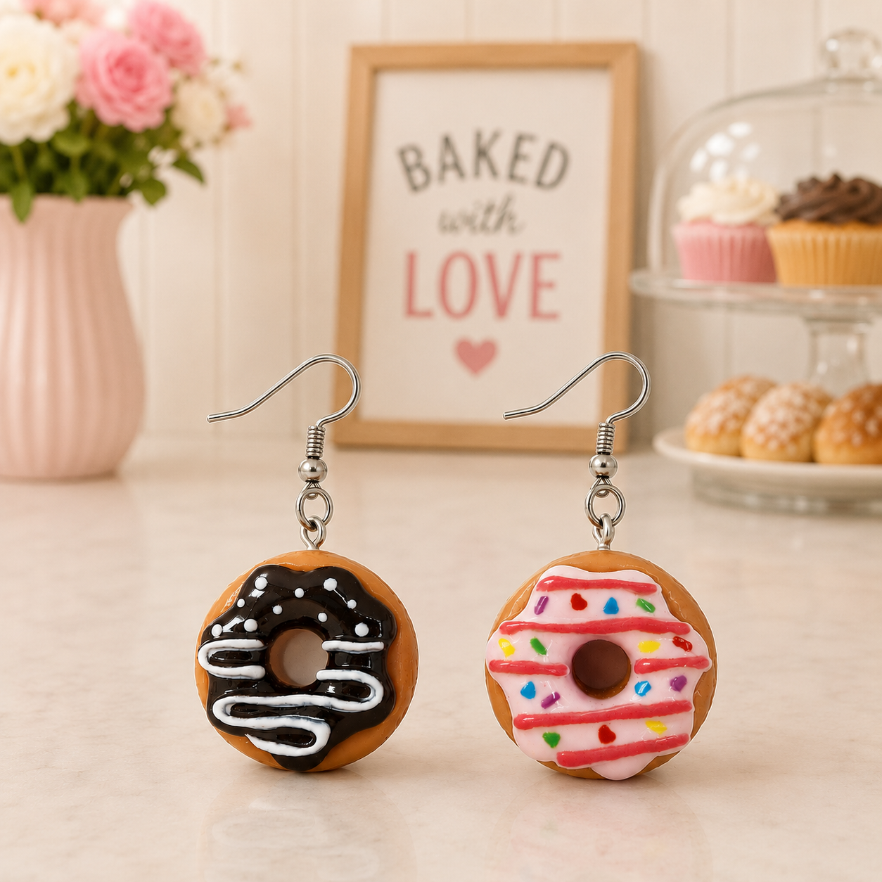 Donut Earrings – Cute Dessert Dangle Earrings for Food Lovers