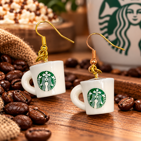 Mini Coffee Cup Earrings – Coffee Dangle Earrings
