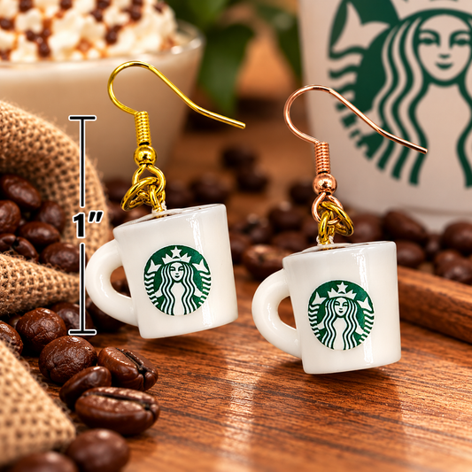 Mini Coffee Cup Earrings – Coffee Dangle Earrings