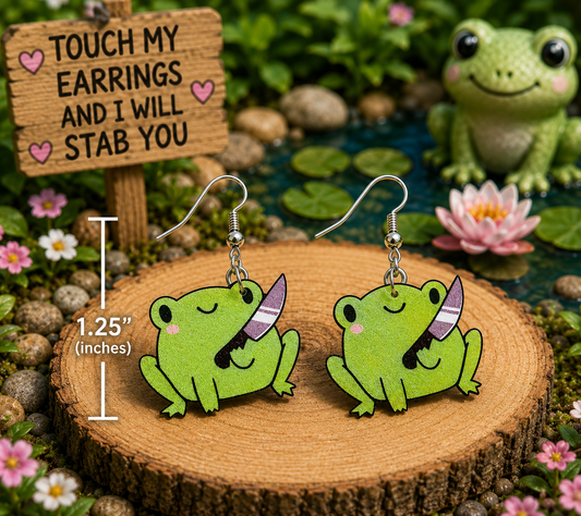 Funny Frog Knife Earrings