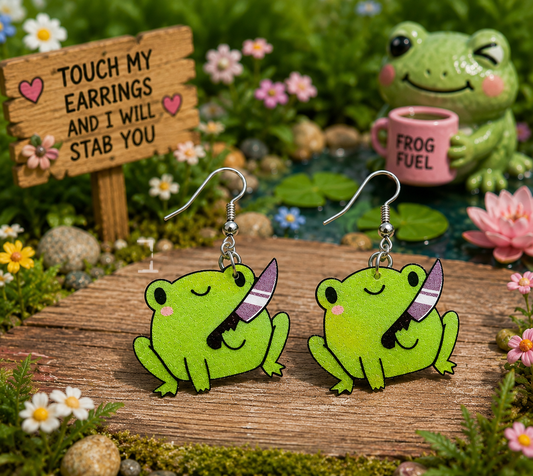 Funny Frog Knife Earrings