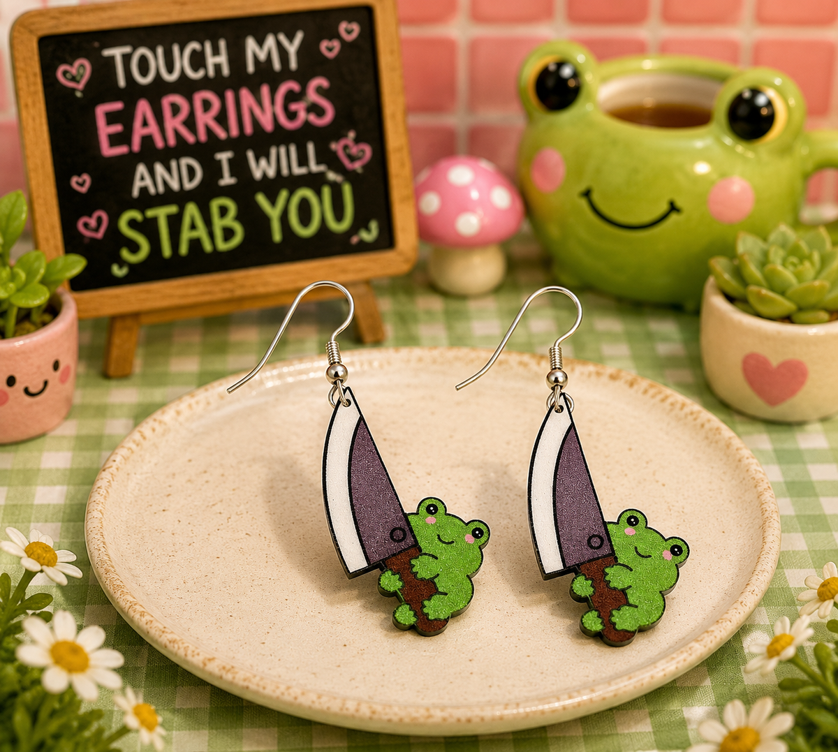 Funny Frog Knife Earrings