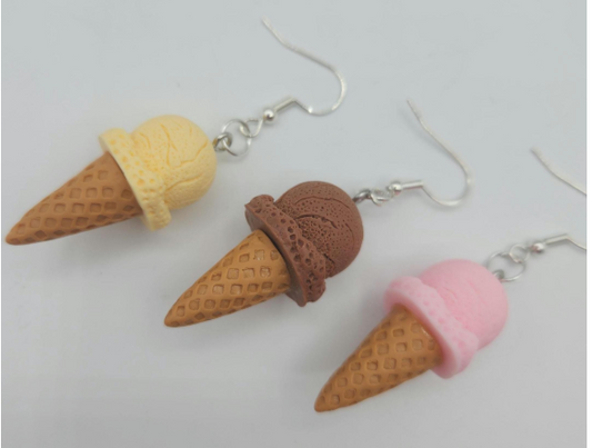 Ice Cream Cone Earrings – Cute Food Jewelry, Summer Statement Earrings, Kawaii Dessert Accessories