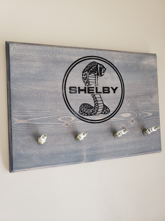 Ford Shelby Spark Plug car sign coat hook key holder garage decor. Great for Birthday gift, housewarming or man cave for dad