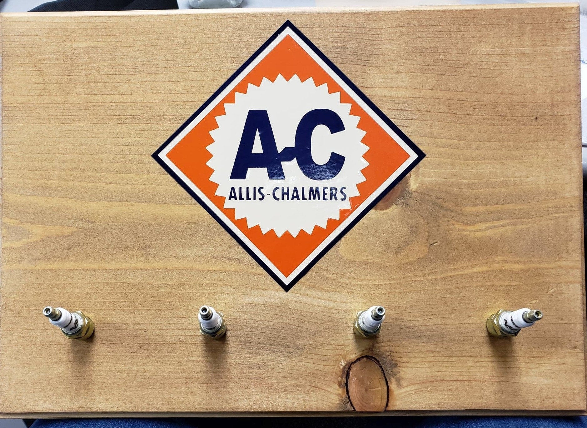 Allis Chalmers Tractor Spark Plug Sign coat hook key holder Handmade gift for him