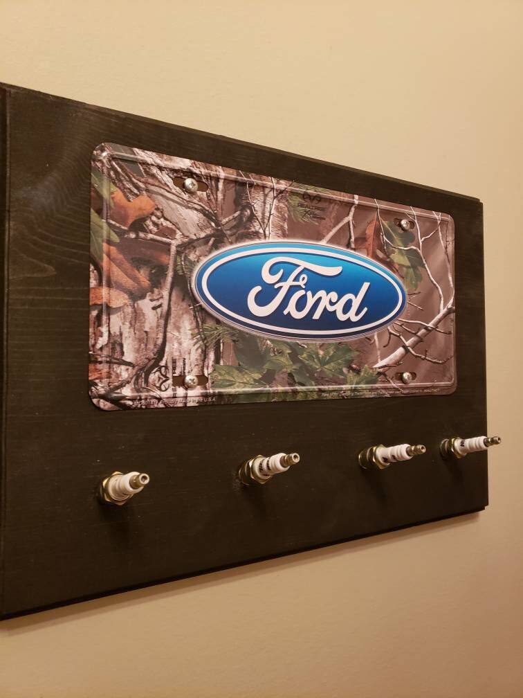 Ford Camo Spark Plug car sign coat hook key holder garage decor Birthday gift for him, man cave, Thank you, housewarming for dad