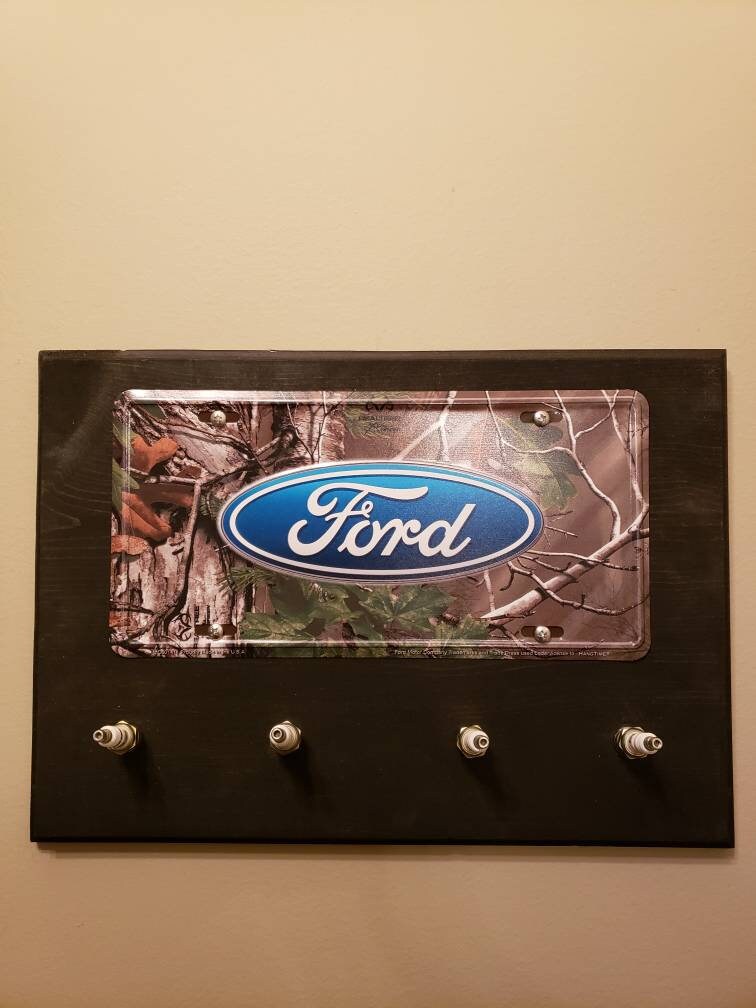 Ford Camo Spark Plug car sign coat hook key holder garage decor Birthday gift for him, man cave, Thank you, housewarming for dad