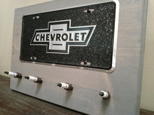 Chevrolet Spark Plug car sign coat hook key holder, clothing hook, Birthday gift for him, Housewarming, man cave for dad