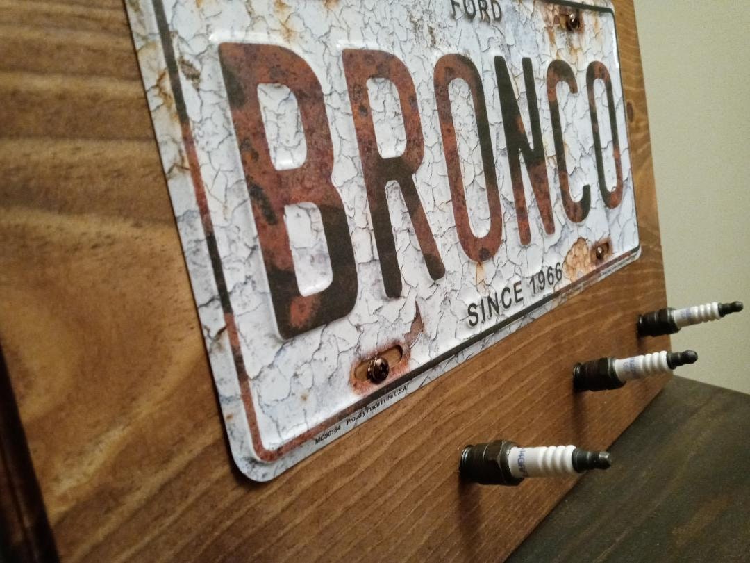 Ford Bronco Spark Plug car sign coat hook key holder garage Birthday gift for him or her, Thank you gift, housewarming man cave for dad