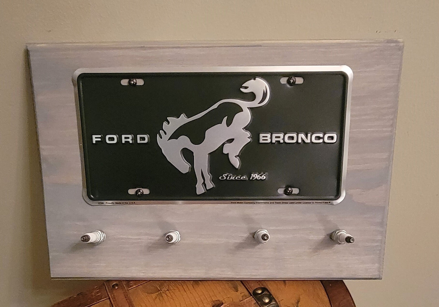 Black Ford Bronco Spark Plug car sign coat hook key holder garage Birthday gift for him or her, Father's day, housewarming man cave for dad