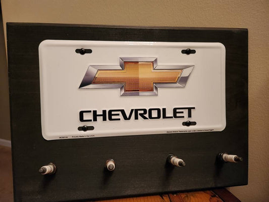 Chevy Spark Plug car sign coat hook key holder garage man cave decor, great for Birthday gift for him, for dad, Thank you, Housewarming