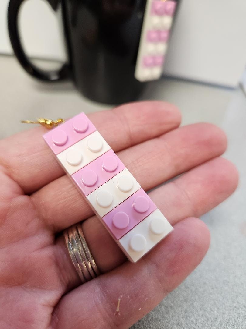 Pink & White Block Earrings