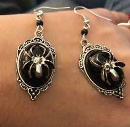 Gothic Black Spider Earring