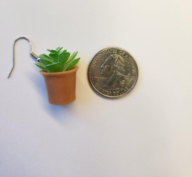 Green Succulent Plant Earrings