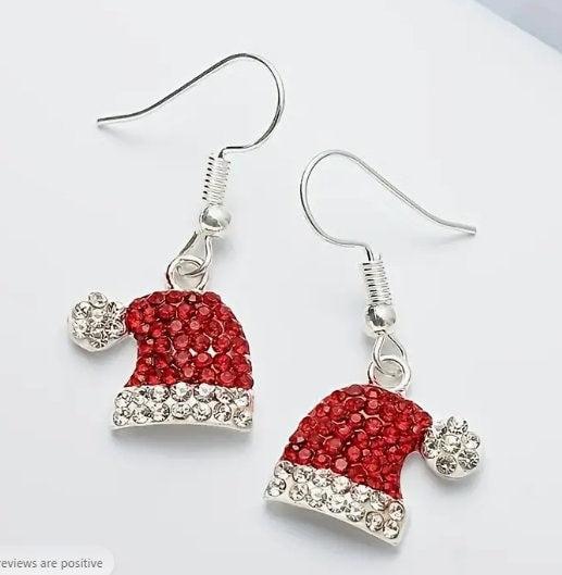 Christmas Hat Earrings rhinestone