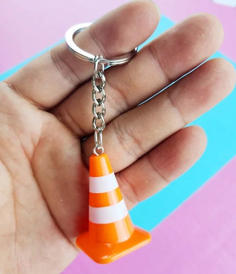 Orange Traffic Cone Keychain