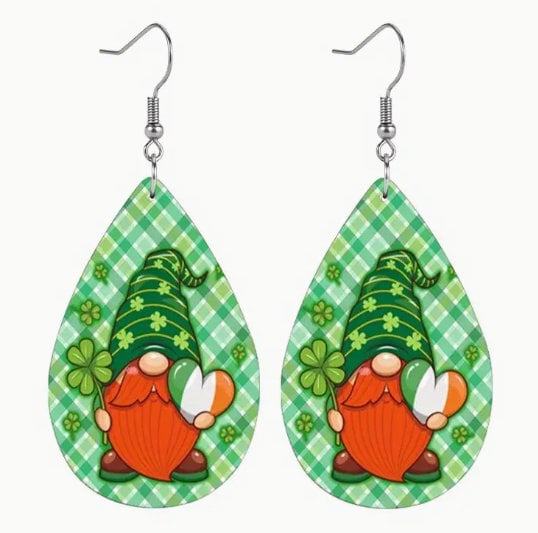 St. Patrick Day Earrings Cute Gnome