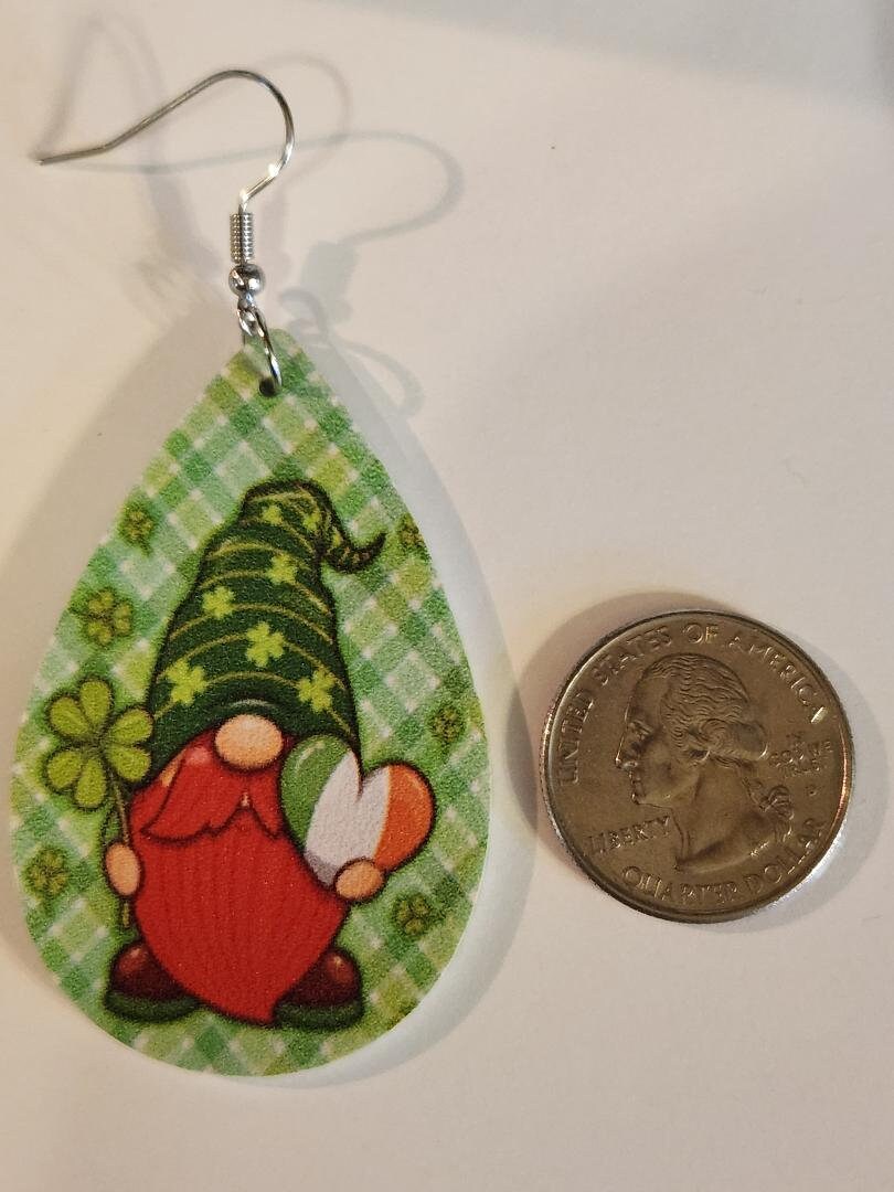 St. Patrick Day Earrings Cute Gnome