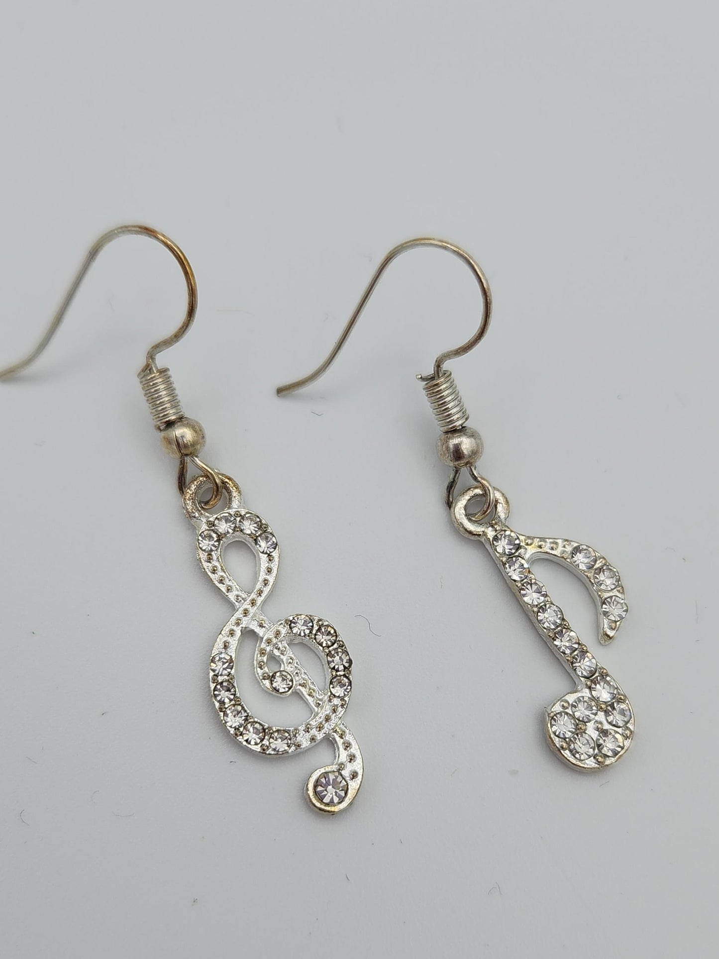 Music Note Earrings with Zircon Inlay