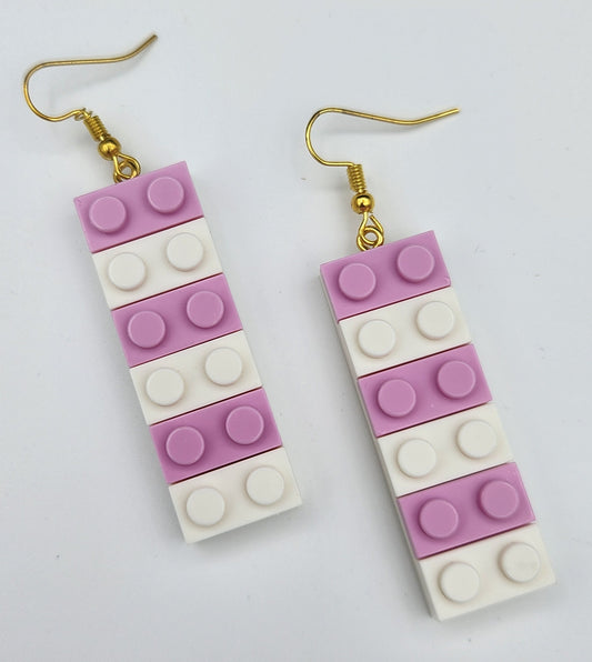 Pink & White Block Earrings