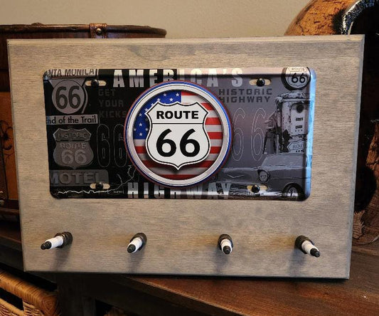 Route 66 Spark Plug car sign coat hook key holder garage decor Birthday gift for him, man cave, Thank you, housewarming for dad Active