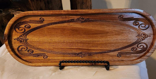 Oval Jewelry Tray with scroll pattern