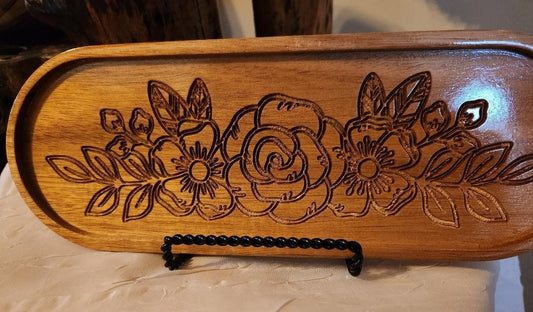 Oval Floral Jewelry Tray