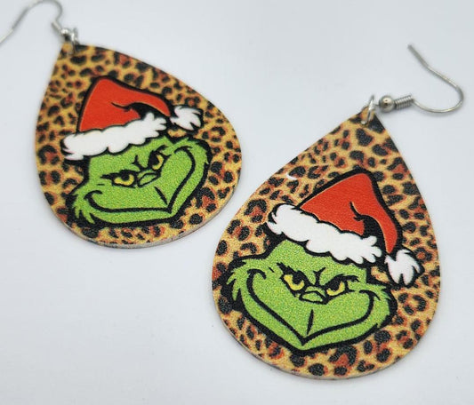 Grinch Leopard Print earrings