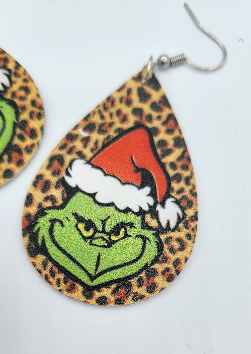 Grinch Leopard Print earrings