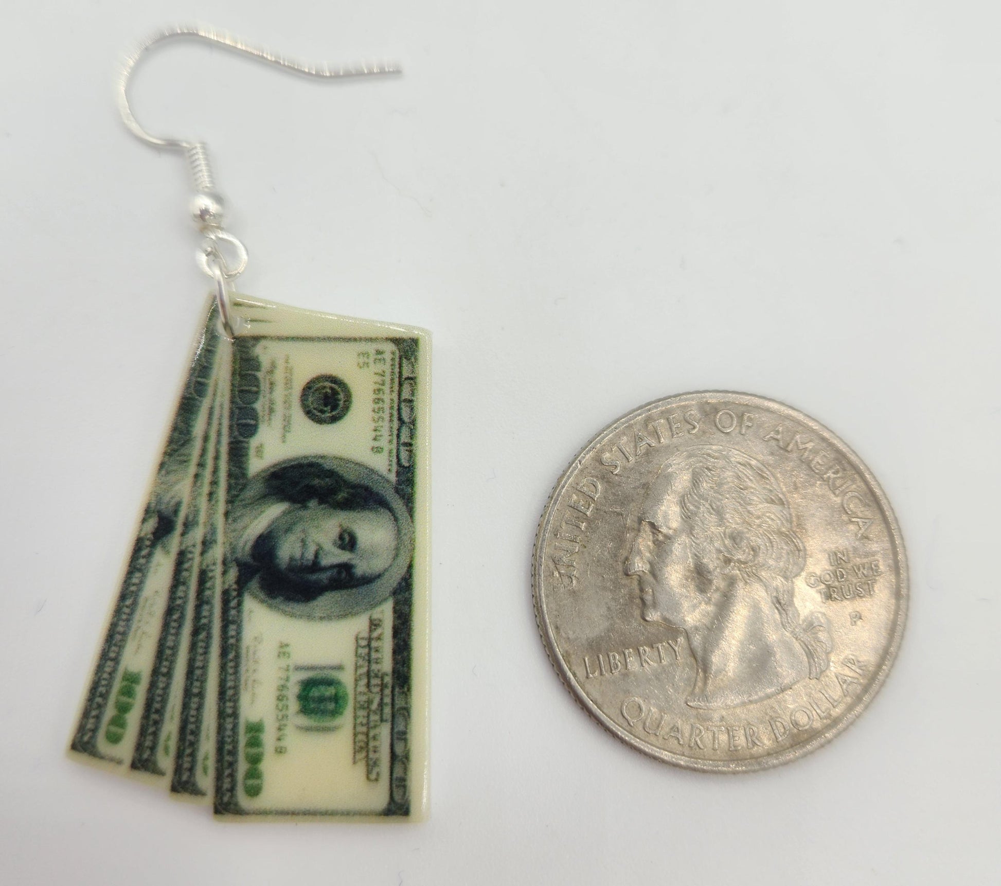 Hundred dollar bill earrings